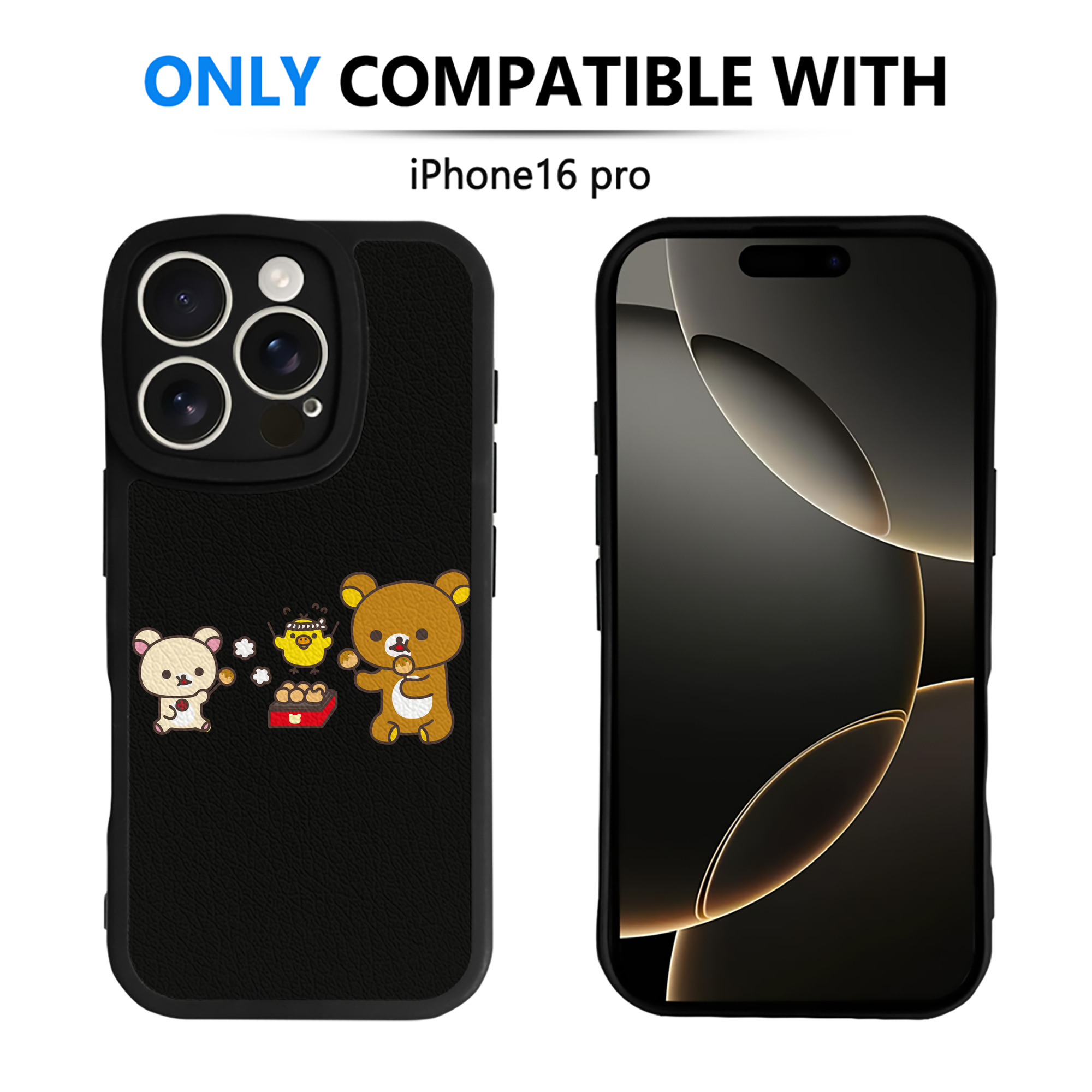 （画像用） リラックマ リラックマ キイロイトリ Rilakkuma Korilakkuma Kiiroitori 【iPhone 16シリーズ対応】シリコンスマホケース（レザー調） 材質：シリコン